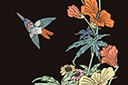 Трафареты цветов - Восточная панель с птичкой