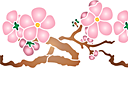 Трафареты растительных бордюров - Ветка сакуры с цветами В