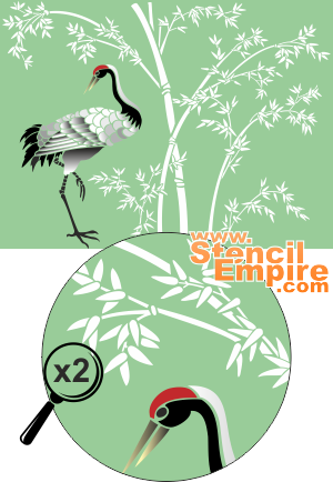 Цапля в бамбуках 2 (Трафареты животных)