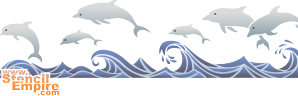 Дельфины в море (Трафареты морских бордюров)