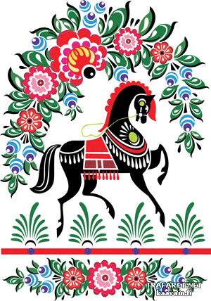 Городецкий конь 1 (Трафареты городецких орнаментов)