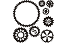 Наклейки для стен в стиле техно - Восемь шестеренок 2