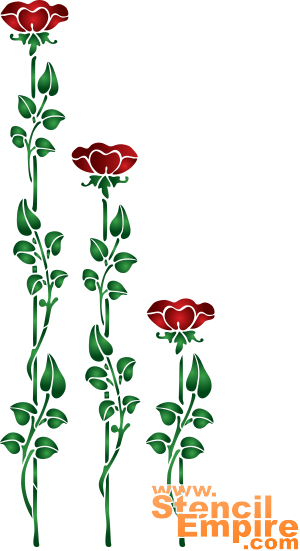 Три розы (Трафареты цветов розы)