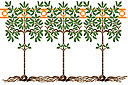 Трафареты деревьев - Бордюр из стилизованных деревьев.