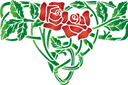 Трафареты цветов розы - Две розы и листья