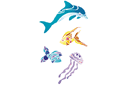 Трафареты морская сказка - Дельфин с друзьями