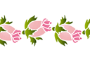 Трафареты цветов - Бордюр из розовых бутонов 1
