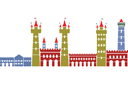 Трафареты детских бордюров - Средневековый замок 7б