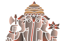 Индийские и буддистские трафареты - Многорукий слон