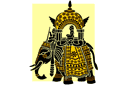Индийские и буддистские трафареты - Слон с башней
