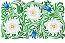 Трафареты цветов - Узор из ромашек и колокольчиков.