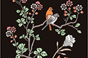 Трафареты цветов - Восточные птички на ветке