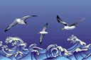 Трафареты морских бордюров - Шторм и альбатросы