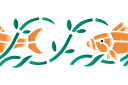 Трафареты рыб и водных растений - Рыбки в траве