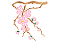 Трафареты цветов - Ветка вишни весной А