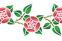 Трафареты растительных бордюров - Ветки розы примитив В