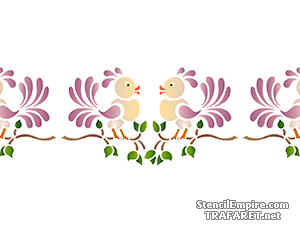 Забавные птички (Трафареты бордюров с животными)
