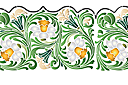 Трафареты классических бордюров - Широкий бордюр из нарциссов в листьях