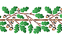 Трафареты деревьев - Бордюр ветки дуба с желудями