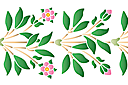 Трафареты растительных бордюров - Бордюр ветки шиповника с цветами и бутонами.