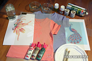 Приготовление к росписи ткани трафаретом