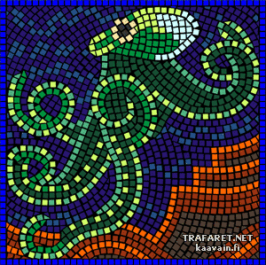 Большой осьминог (мозаика) - трафарет для декора
