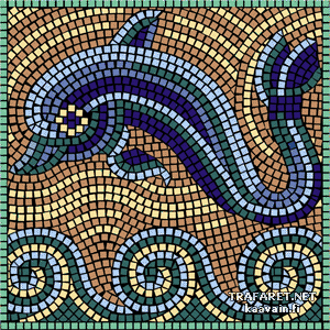 Дельфин над волнами (мозаика) - трафарет для декора
