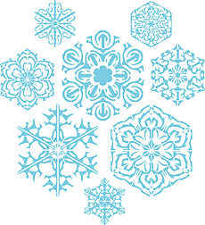 Восемь снежинок - трафарет для декора