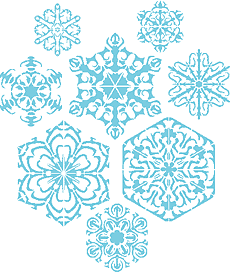 Восемь снежинок III - трафарет для декора