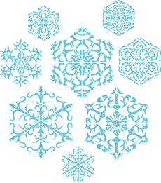 Восемь снежинок II - трафарет для декора