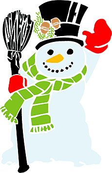 Снеговик с приветом - трафарет для декора