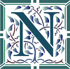Буквица N - трафарет для декора