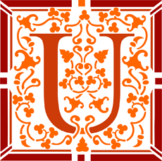 Буквица U - трафарет для декора