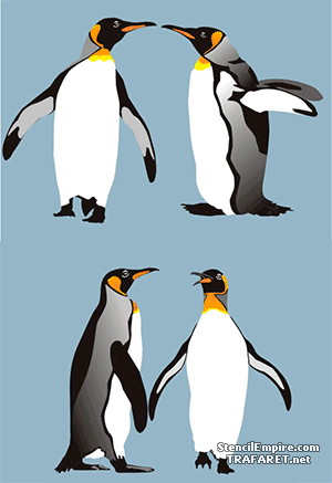 Четыре пингвина - трафарет для декора