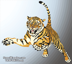 Тигр в прыжке (Трафареты животных)
