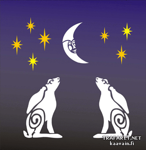 Зайцы воют на луну - трафарет для декора