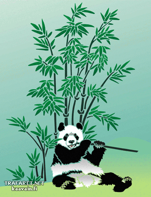 Панда и бамбук 1 (Трафареты животных)