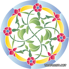 Цветочный круг 2 - трафарет для декора