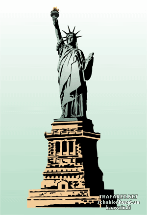 Статуя Свободы на постаменте - трафарет для декора