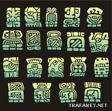 Иероглифы Майя - трафарет для декора