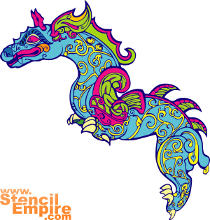 Большой китайский дракон - трафарет для декора