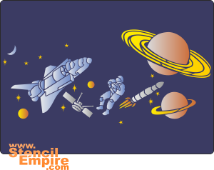 Космическая сцена (трафарет для росписи)