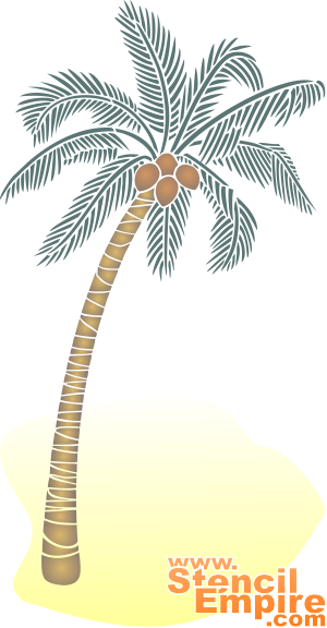 Пальма на берегу - трафарет для декора