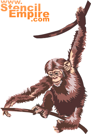 Молодой шимпанзе (Трафареты животных)