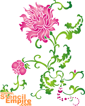 Китайская хризантема - трафарет для декора