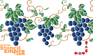Восточный виноград: бордюр - трафарет для декора