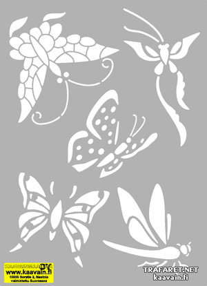 Комплект бабочек 04 - трафарет для декора