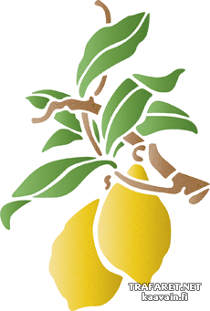 Лимоны на ветке - трафарет для декора