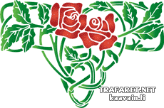 Две розы и листья - трафарет для декора
