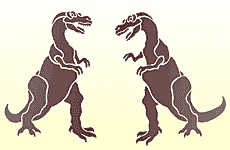 Пара тиранозавров - трафарет для декора